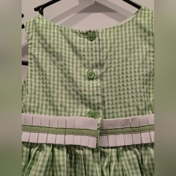 Vintage Gymboree Green Gingham Dress 18-24M Bow - Picture 2 of 4